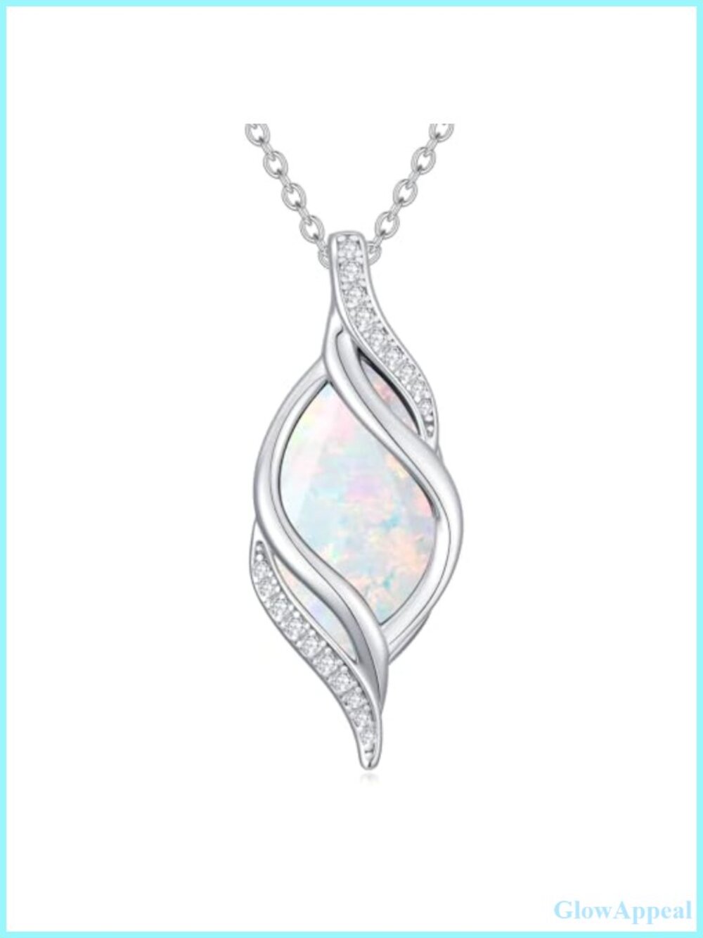 18k-white-gold plated Infinity Necklace Opal Gemstone Pendant Jewelry
